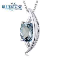 Sterling Silver Aquamarine Pendant with Chain