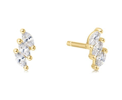 14K Gold Plated CZ Stud Earrings