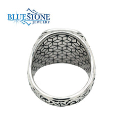 Silver Black Agate Ring. -Size 12