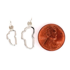 Medium Sterling Silver Outline of Lake Tahoe Charm on Jump Ring.