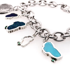 Small Yellow Gold Lake Tahoe Outline with Emerald Charm for Charm Bracelet