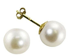 14 Karat Yellow Gold 9mm Pearl Earrings