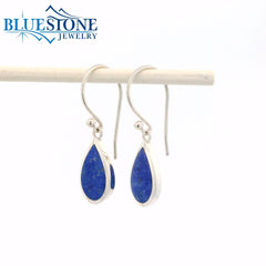 Sterling Silver Wire Earrings with Pear Cut Lapis