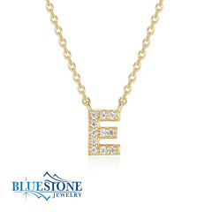 Gold Plated "E" Initial Necklace with CZ- 18"