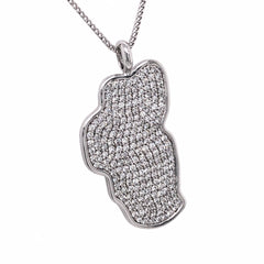 Extra Large 14KT White Gold Lake Tahoe Pendant with Diamonds