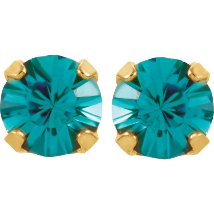 24K Gold-Plated Stainless Steel Imitation Blue Zircon Inverness® Piercing Earrings