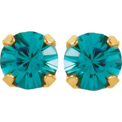 24K Gold-Plated Stainless Steel Imitation Blue Zircon Inverness® Piercing Earrings