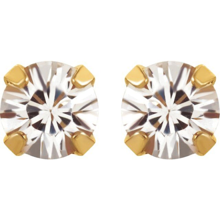 24K Gold-Plated Stainless Steel Imitation White Sapphire Inverness® Piercing Earrings