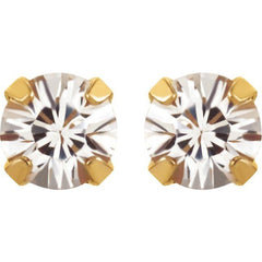 24K Gold-Plated Stainless Steel Imitation White Sapphire Inverness® Piercing Earrings