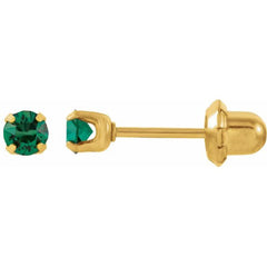 24K Gold-Plated Stainless Steel Imitation Emerald Inverness® Piercing Stud Earrings