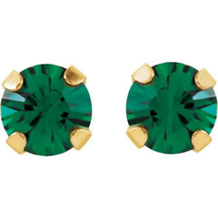 14K Yellow Imitation Emerald Inverness® Piercing Stud Earrings