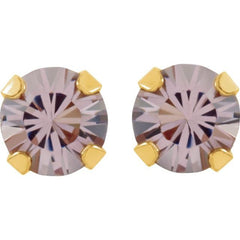 14K Yellow Imitation Alexandrite Inverness® Piercing Stud Earrings