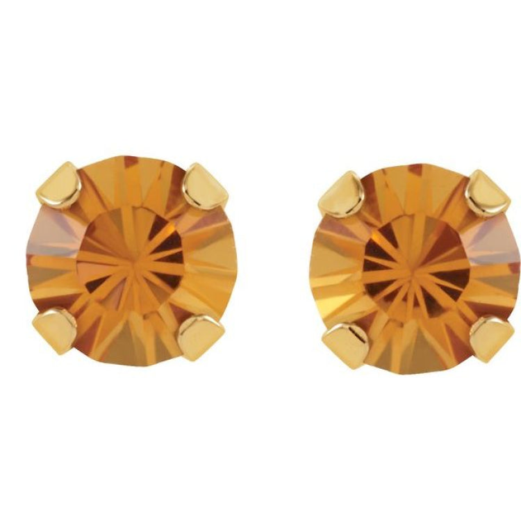 14K Yellow Imitation Citrine Inverness® Piercing Stud Earrings