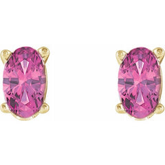 14K Yellow Natural Pink Tourmaline Earrings