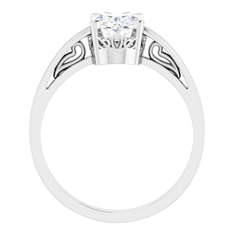 14K White Natural White Sapphire Ring