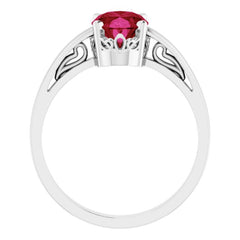 14K White Lab-Grown Ruby Ring