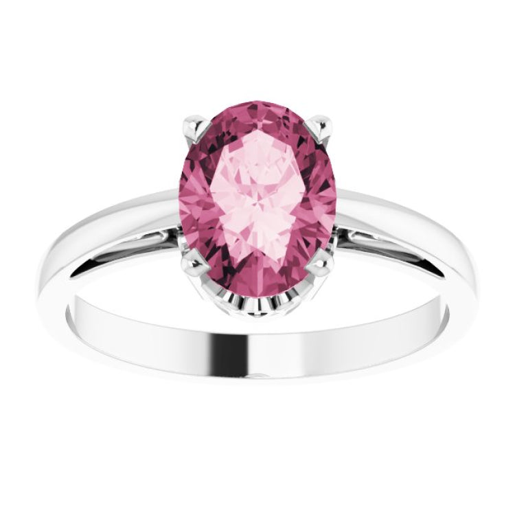 14K White Natural Pink Tourmaline Ring