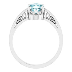 14K White Natural Sky Blue Topaz Ring