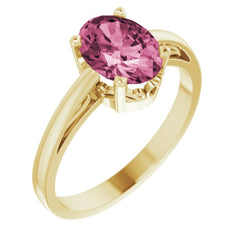 14K Yellow Natural Pink Tourmaline Ring