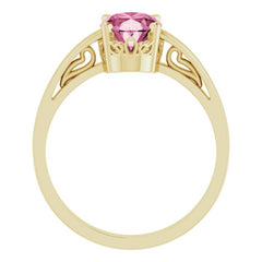 14K Yellow Natural Pink Tourmaline Ring