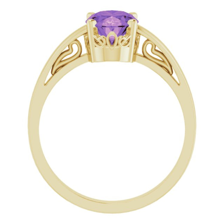 14K Yellow Natural Amethyst Ring