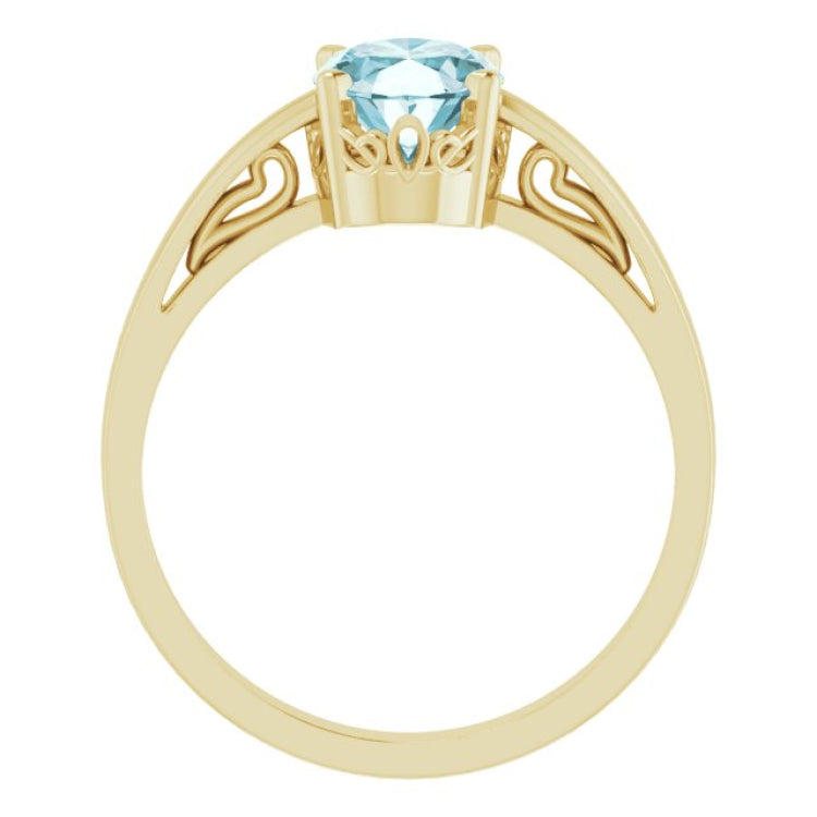 14K Yellow Natural Sky Blue Topaz Ring
