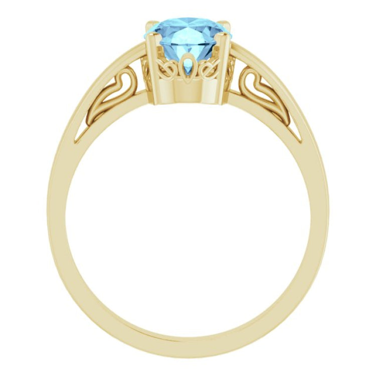 14K Yellow Natural Aquamarine Ring