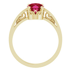 14K Yellow Lab-Grown Ruby Ring