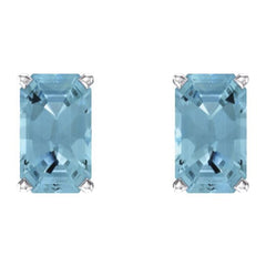 14K White Natural Aquamarine Earrings