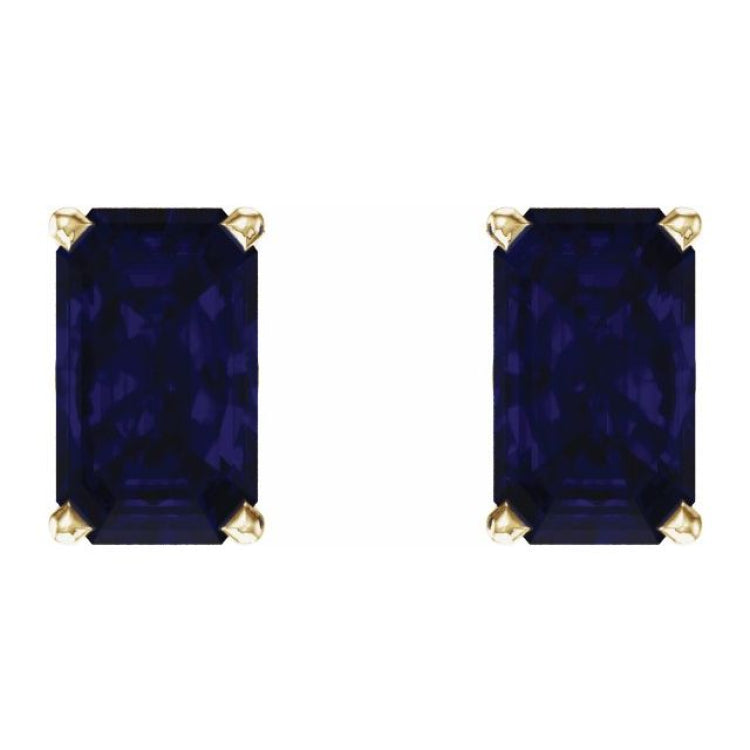 14K Yellow Lab-Grown Blue Sapphire Earrings