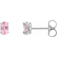 14K White Natural Pink Morganite Earrings