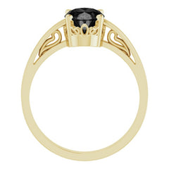14K Yellow Natural Black Onyx Ring