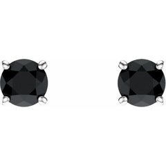 14K White Gold 5 mm Natural Black Onyx Earrings