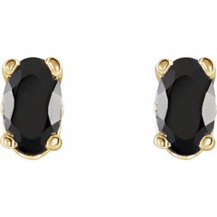14K Yellow Natural Black Onyx Earrings
