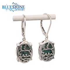 Silver Reversible Chrysocolla Lake Tahoe/Bear Earrings