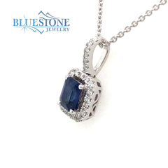 18 Karat White Gold Pendant with One 5mm x 4mm Rectangular Cut Natural