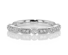 14 Karat White Gold Wedding Band or Fashion Ring with 0.13 Carats Tota