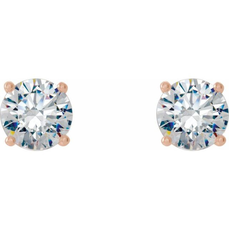 14K Rose 1 1/2 CTW Lab-Grown Diamond 4-Prong Stud Earrings