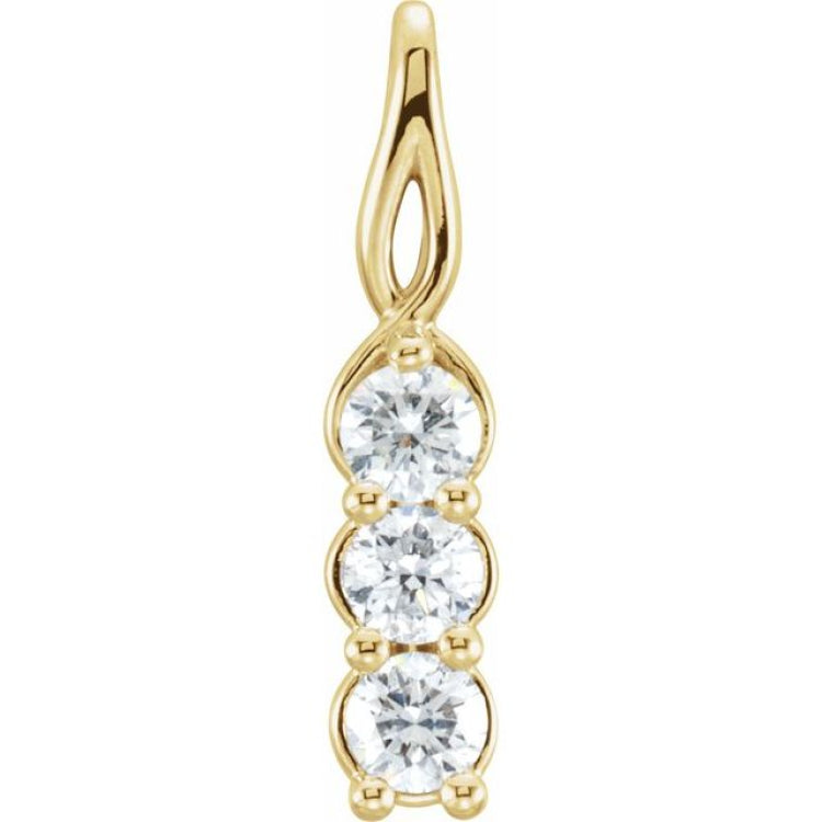 14K Yellow 1 CTW Lab-Grown Diamond Three-Stone Pendant