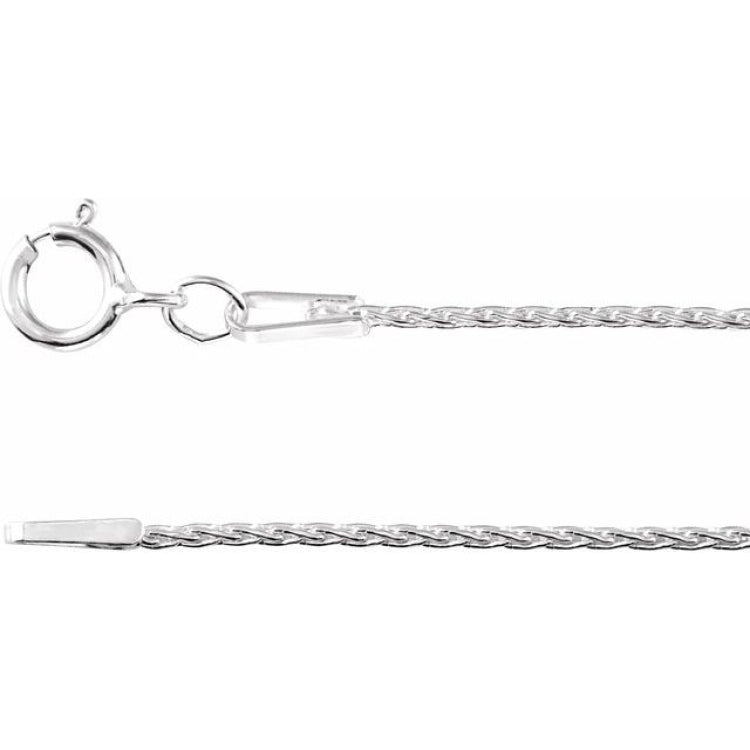 Rhodium-Plated Sterling Silver 1 mm Wheat 16" Chain