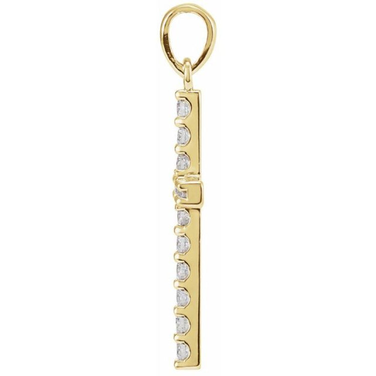 14K Yellow 1/10 CTW Natural Diamond Cross Pendant