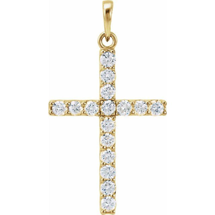 14K Yellow 1/8 CTW Lab-Grown Diamond Cross Pendant