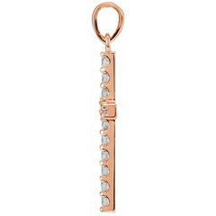 14K Rose 1/8 CTW Lab-Grown Diamond Cross Pendant
