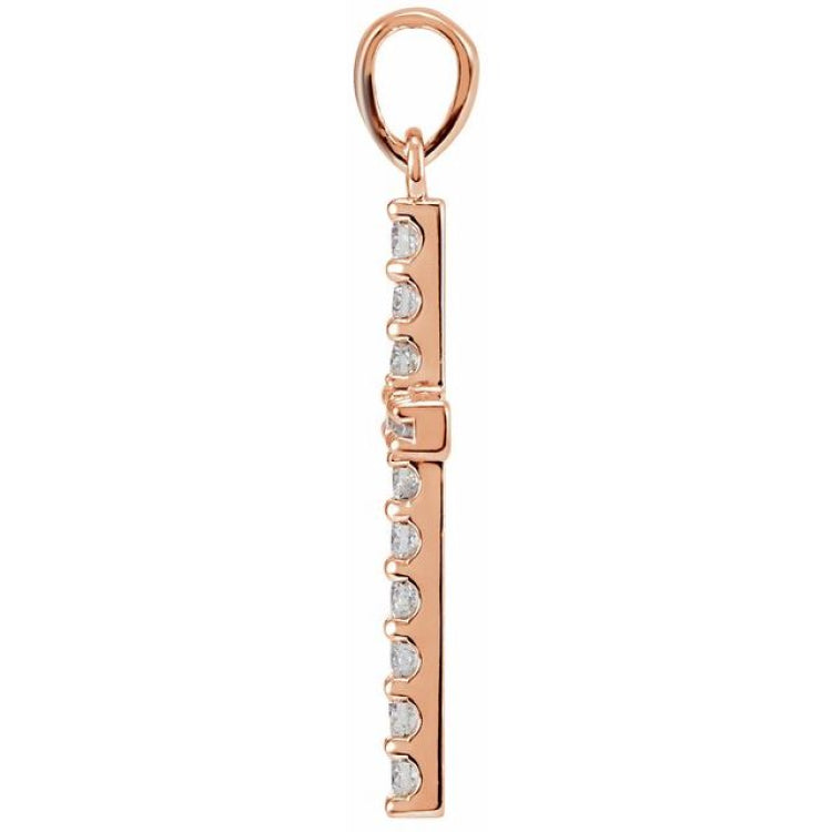 14K Rose 1 CTW Lab-Grown Diamond Cross Pendant