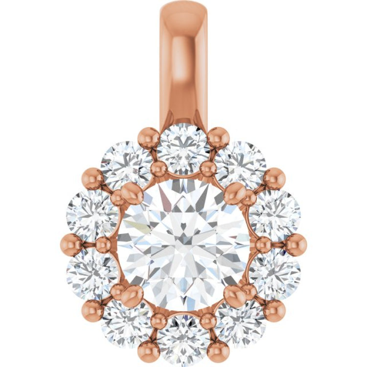 14K Rose 1 CTW Lab-Grown Diamond Halo-Style Pendant