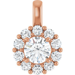 14K Rose 1 CTW Lab-Grown Diamond Halo-Style Pendant