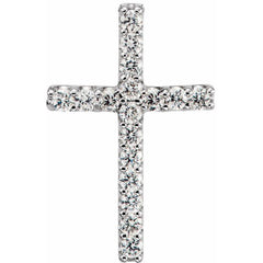 14K White .06 CTW Lab-Grown Diamond Petite Cross Pendant