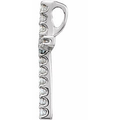 14K White .06 CTW Lab-Grown Diamond Petite Cross Pendant