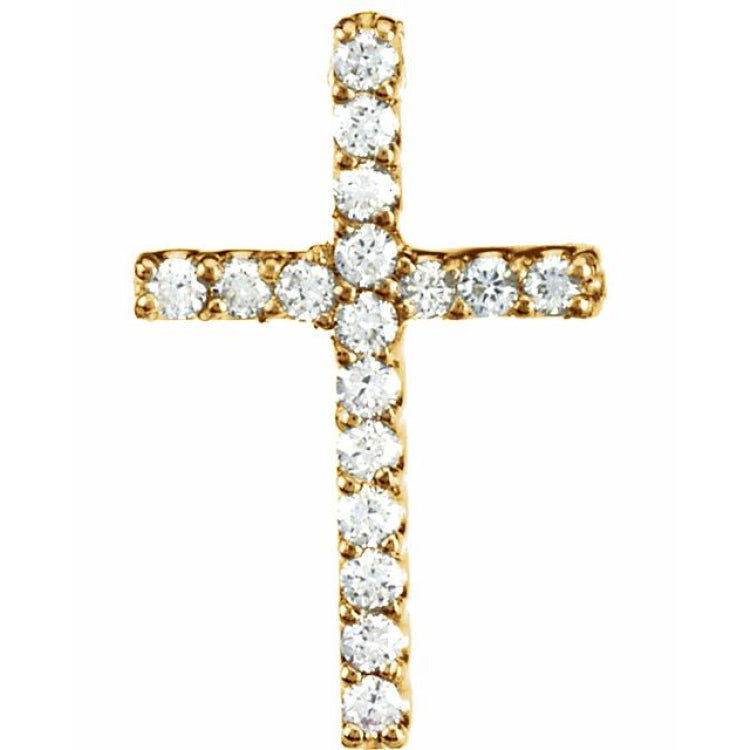 14K Yellow .06 CTW Lab-Grown Diamond Petite Cross Pendant