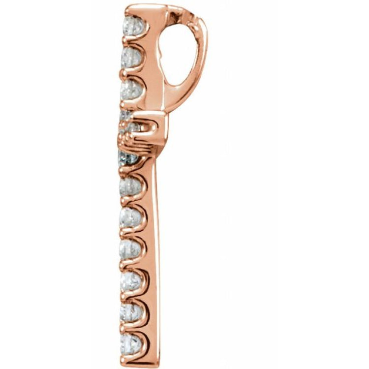 14K Rose .06 CTW Lab-Grown Diamond Petite Cross Pendant